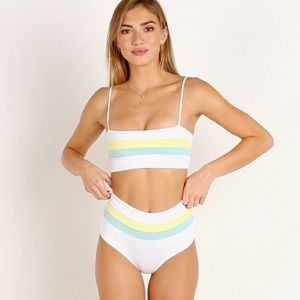 L Space
Rebel Bikini Top Stripe White Turq Lemonade